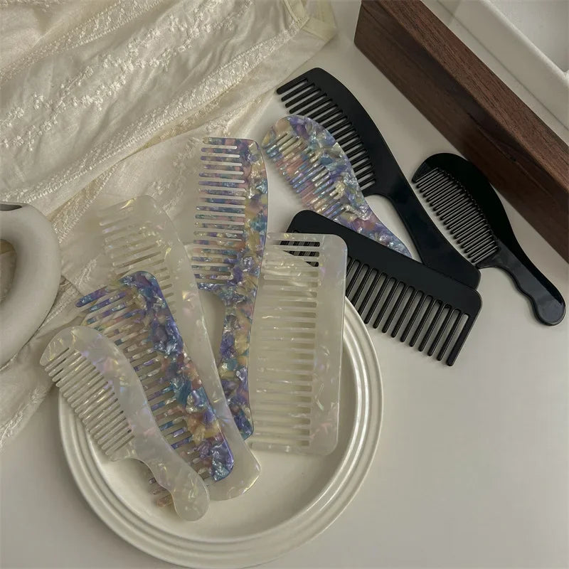 Korean-style exquisite vintage acetate hair comb large wide tooth comb hair curling comb large tooth comb Internet celebrity style hair comb hair accessories for women