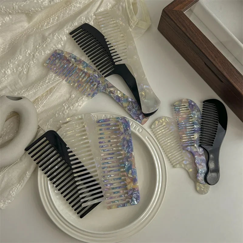 Korean-style exquisite vintage acetate hair comb large wide tooth comb hair curling comb large tooth comb Internet celebrity style hair comb hair accessories for women