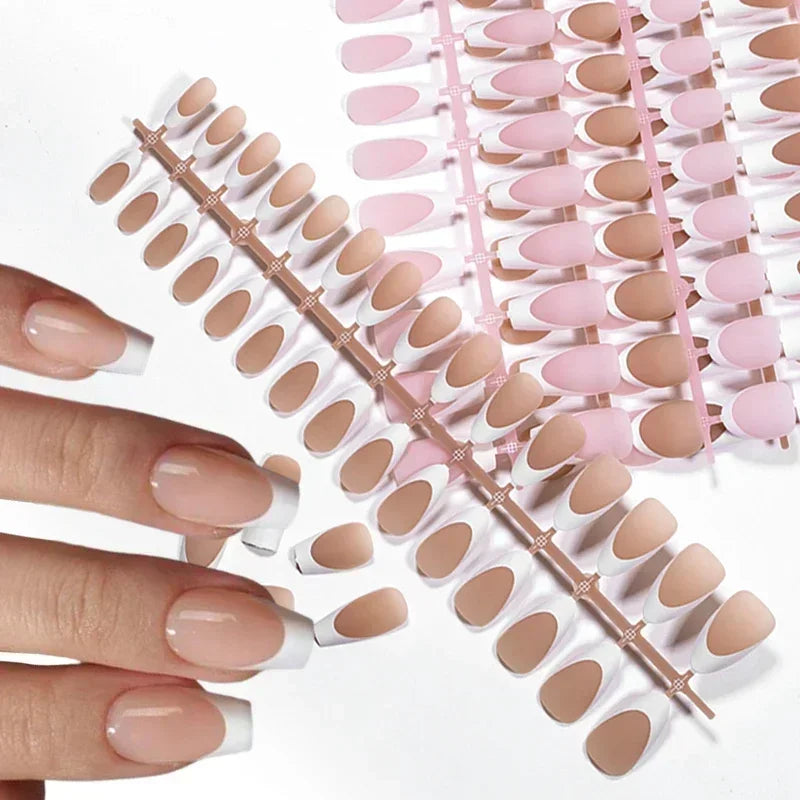 French Press On Gel Nail Tips – Nude Pink Ballet Matte Finish Set