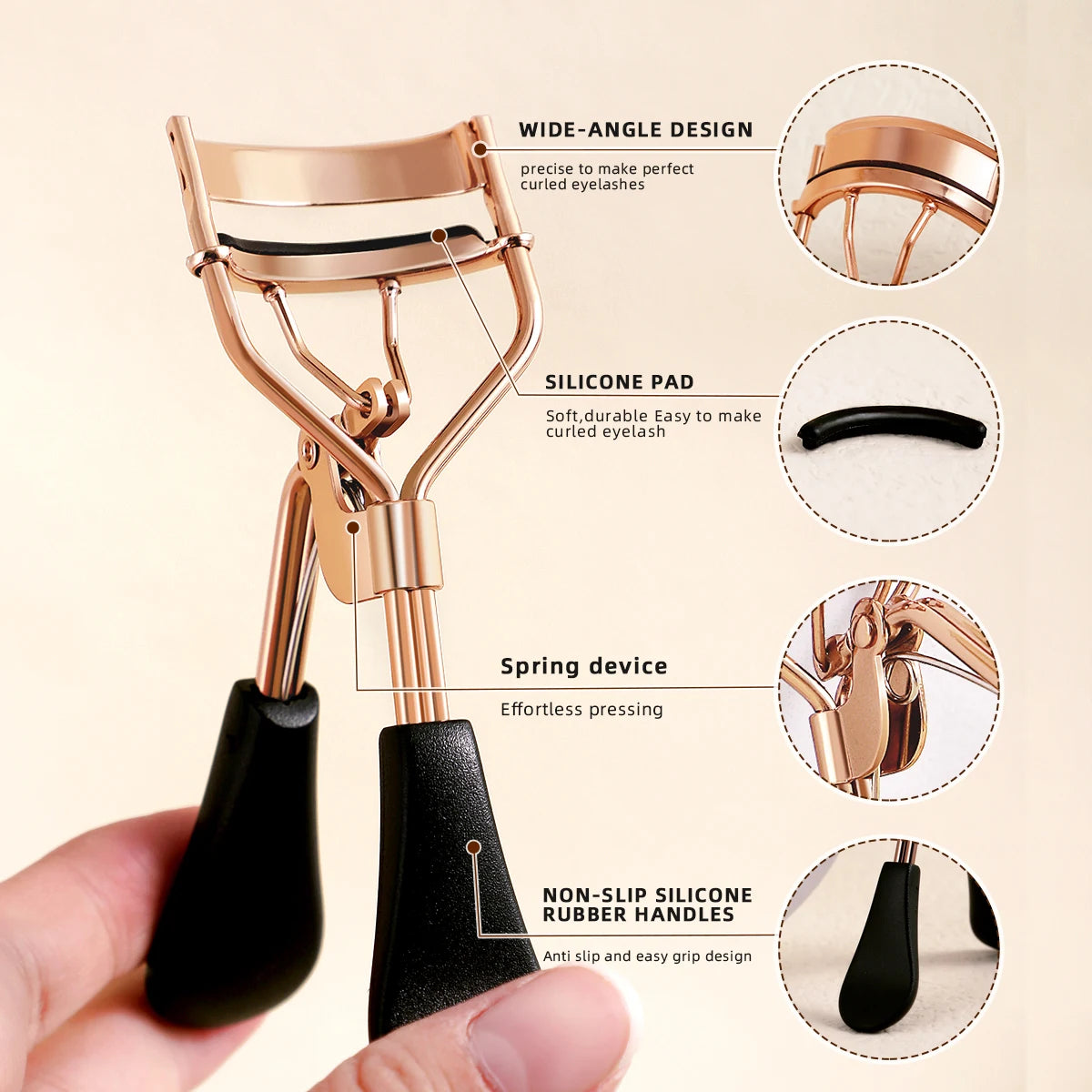Smooth Handle Stainless Steel Eyelash Curler – Salon-Quality Beauty Tool