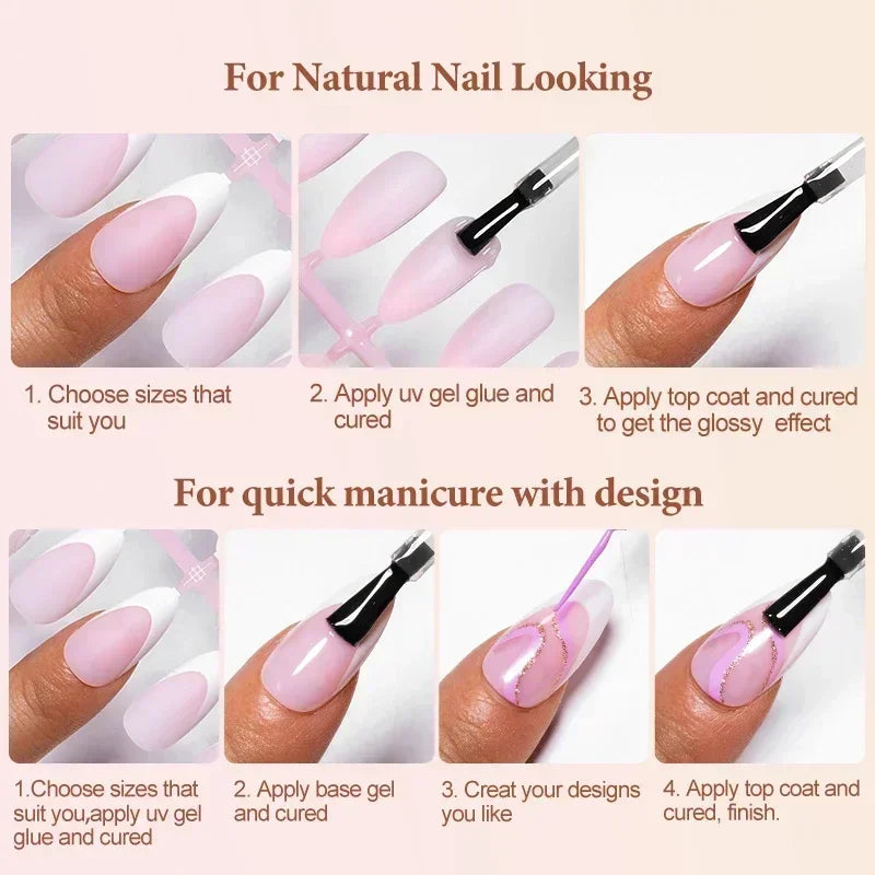 French Press On Gel Nail Tips – Nude Pink Ballet Matte Finish Set